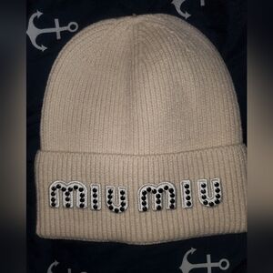 Miu Miu Beige Knit Hat